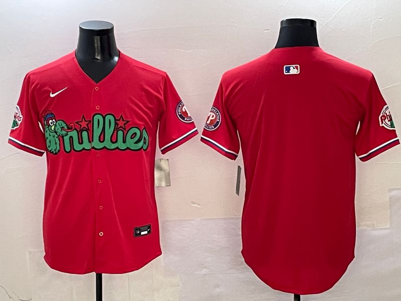 Men Philadelphia Phillies Blank Red three generations Joint Name 2025 Nike MLB Jersey style 1